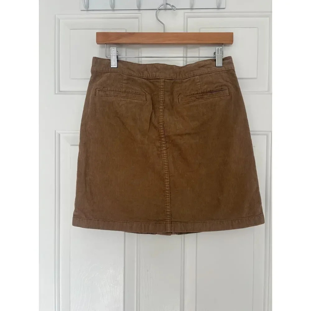 Tory Burch Lucitano Corduroy Mini Skirt Button Front Beachwood Tan Brown Size 4
